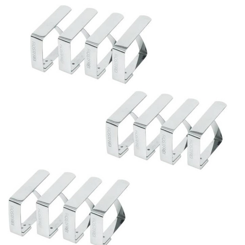 3x set van 4 tafelkleed klemmen rvs