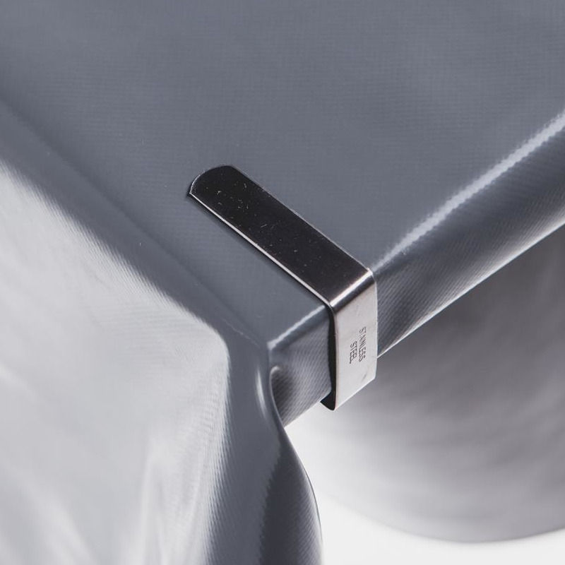 8x tafelkleed klemmen zilver 5 x 4 cm rvs